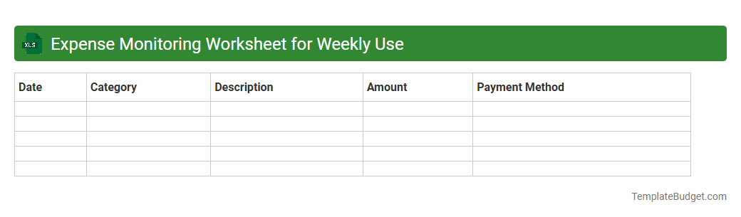 Expense Monitoring Worksheet for Weekly Use