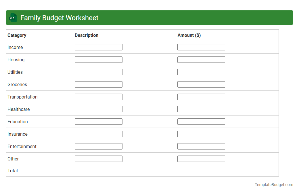 Family Budget Worksheet
