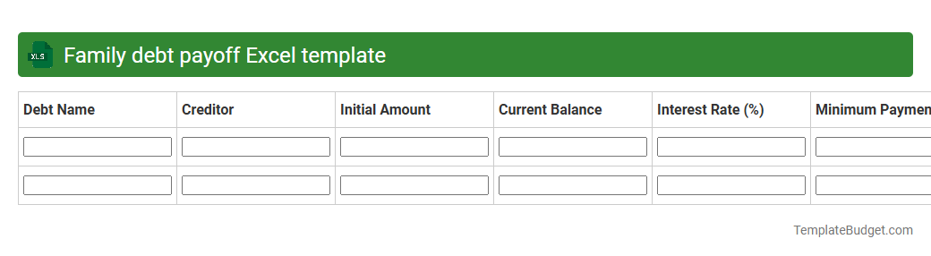 Family debt payoff Excel template