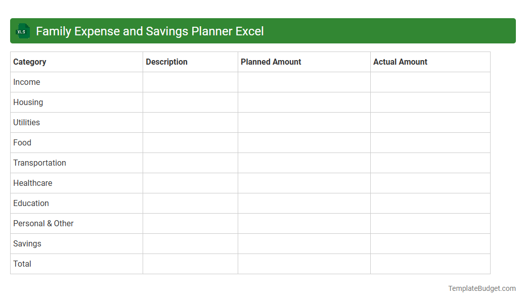 Family Expense and Savings Planner Excel