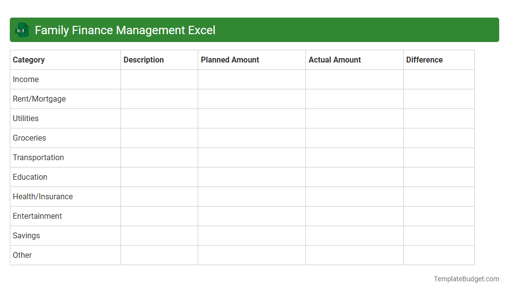 Family Finance Management Excel