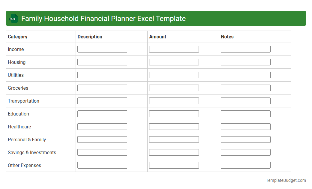 Family Household Financial Planner Excel Template
