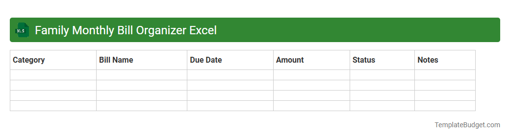 Family Monthly Bill Organizer Excel