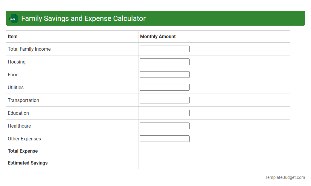 Family Savings and Expense Calculator