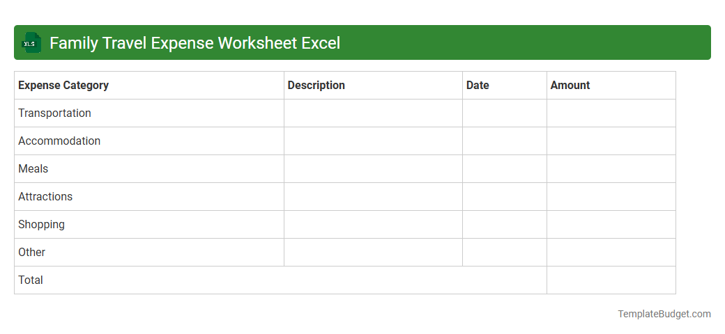 Family Travel Expense Worksheet Excel