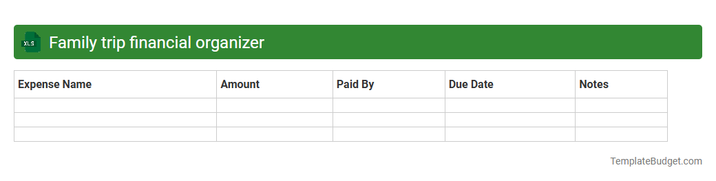Family trip financial organizer