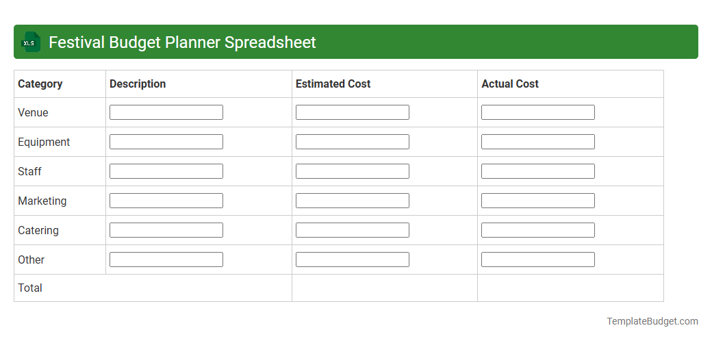Festival Budget Planner Spreadsheet