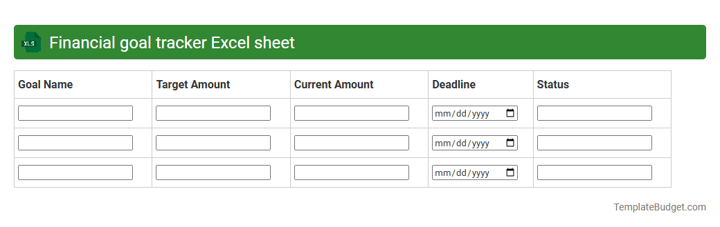 Financial goal tracker Excel sheet