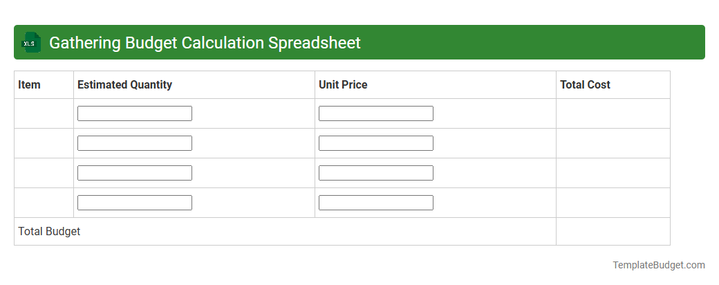Gathering Budget Calculation Spreadsheet