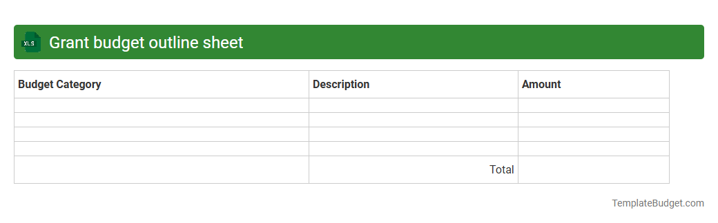 Grant budget outline sheet