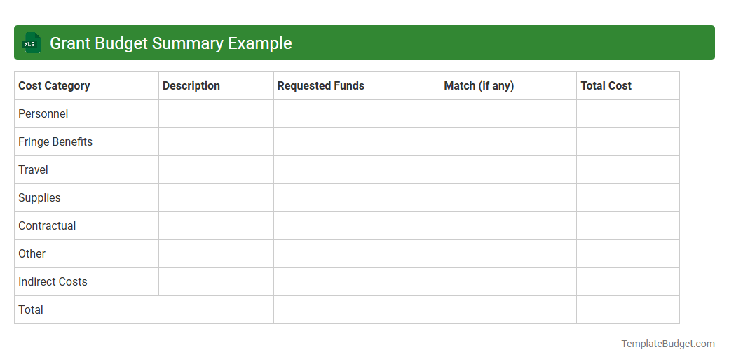 Grant Budget Summary Example