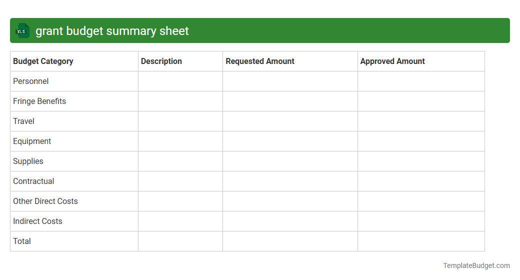 grant budget summary sheet