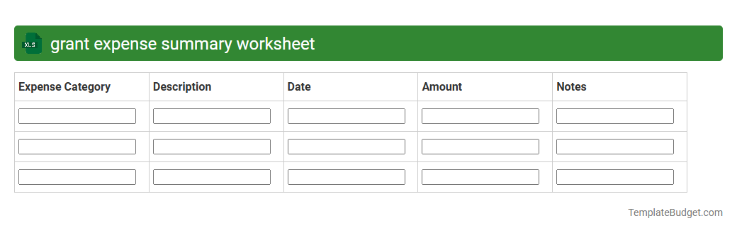 grant expense summary worksheet
