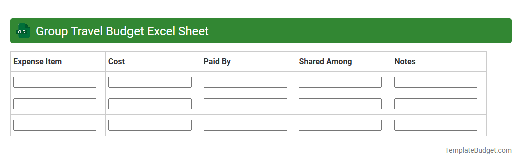 Group Travel Budget Excel Sheet