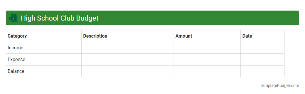 High School Club Budget