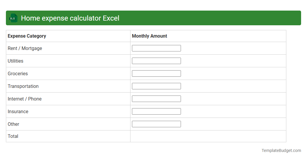 Home expense calculator Excel