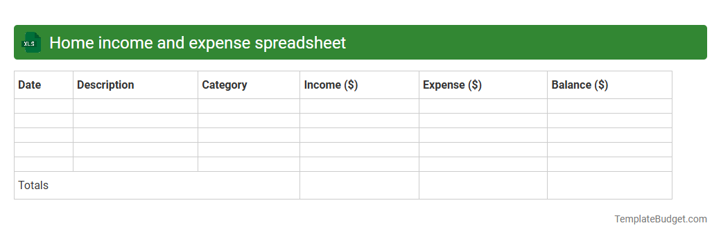 Home income and expense spreadsheet