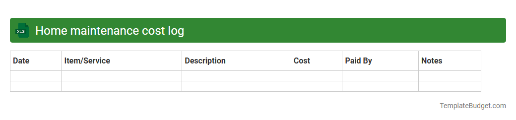 Home maintenance cost log