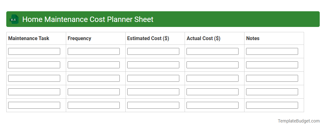 Home Maintenance Cost Planner Sheet