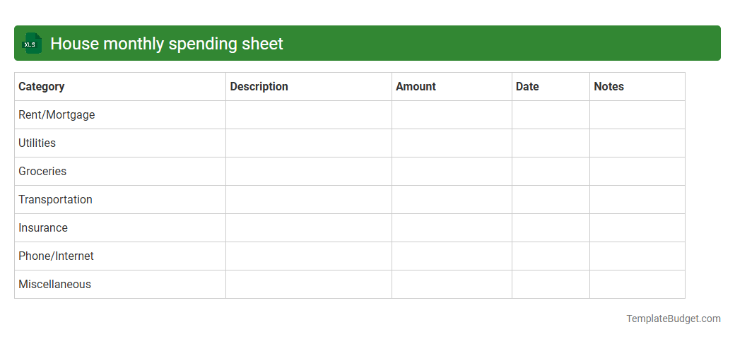 House monthly spending sheet