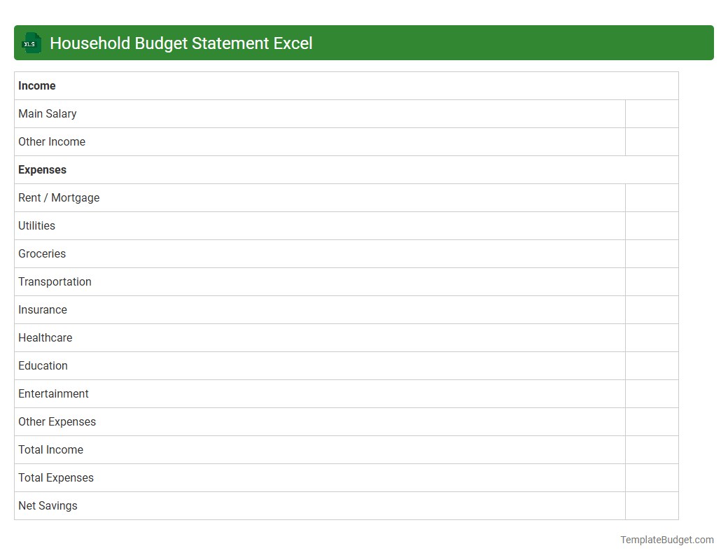 Household Budget Statement Excel