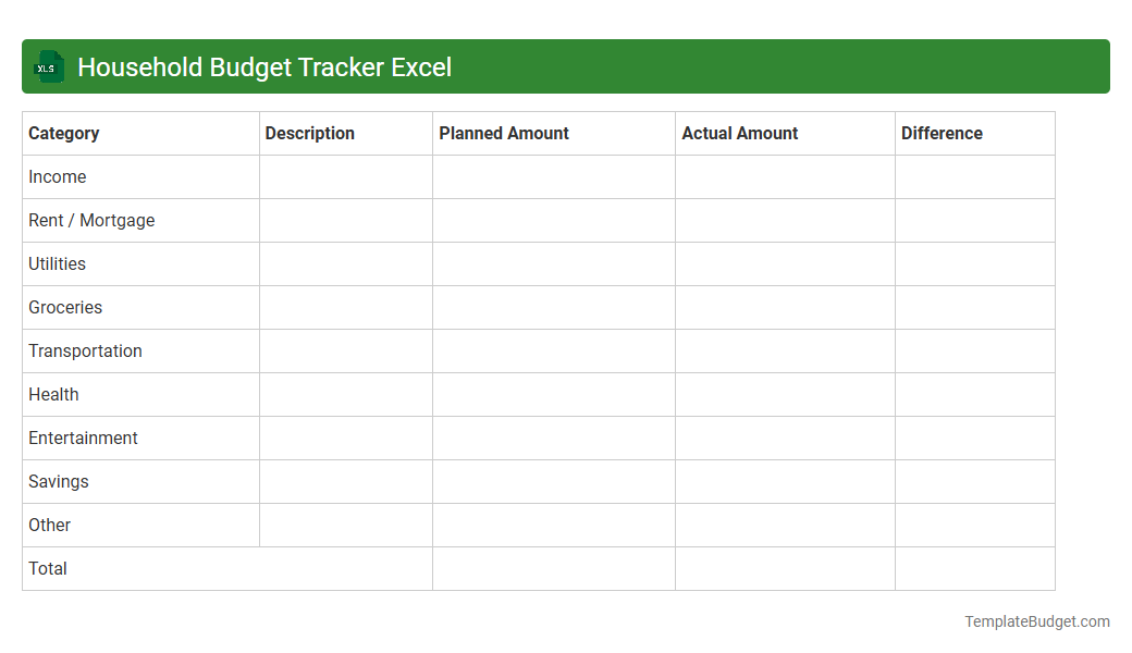 Household Budget Tracker Excel