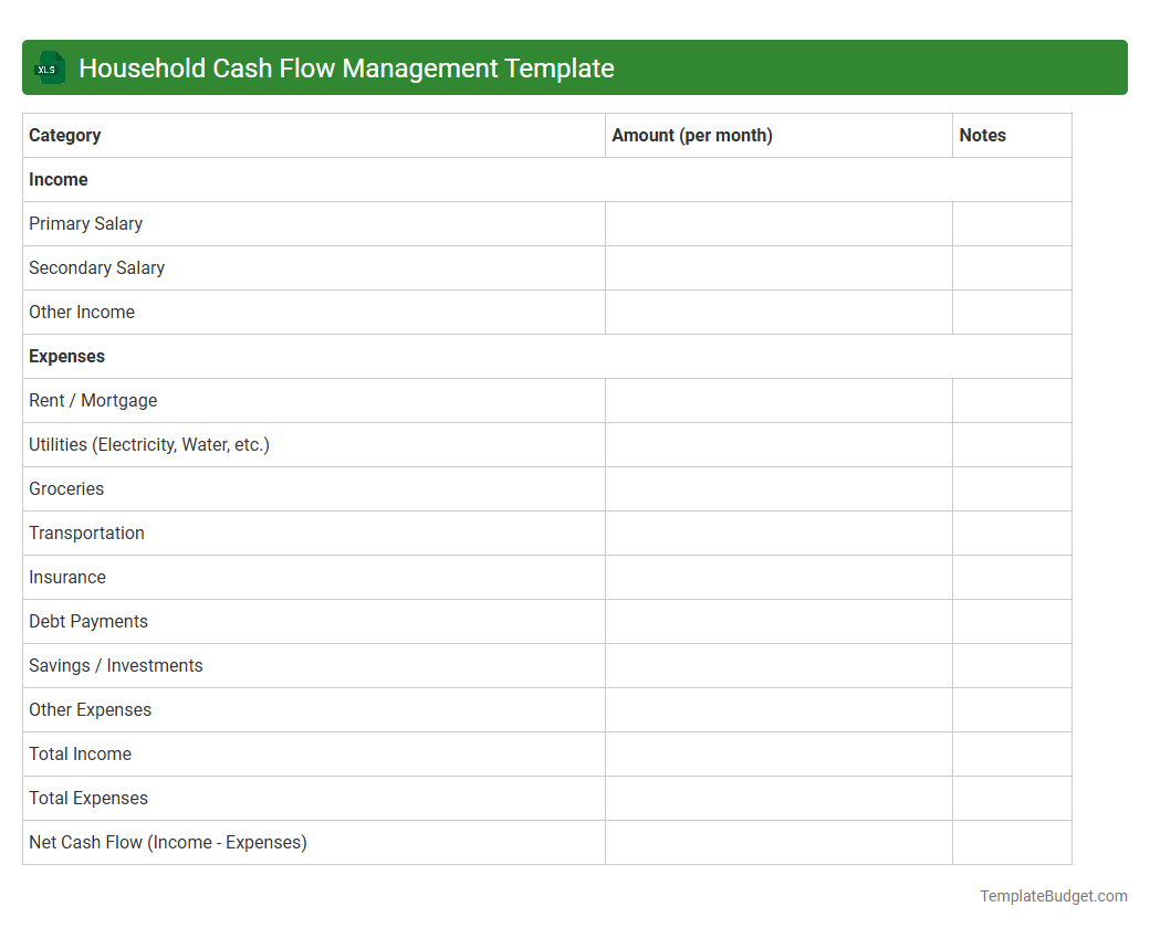 Household Cash Flow Management Template