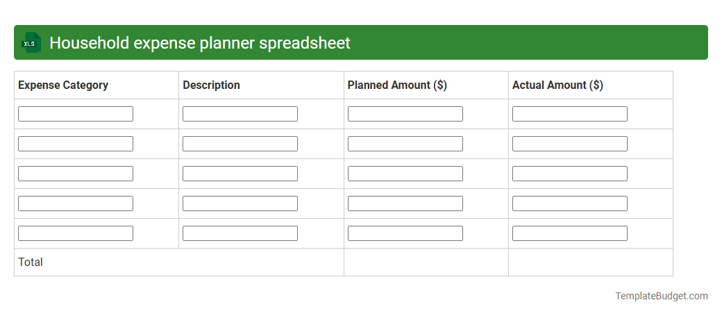Household expense planner spreadsheet