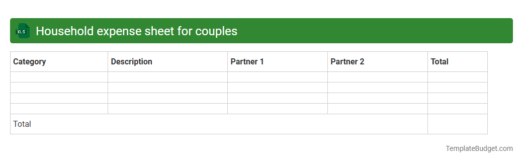 Household expense sheet for couples