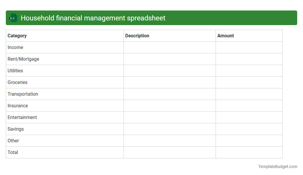 Household financial management spreadsheet