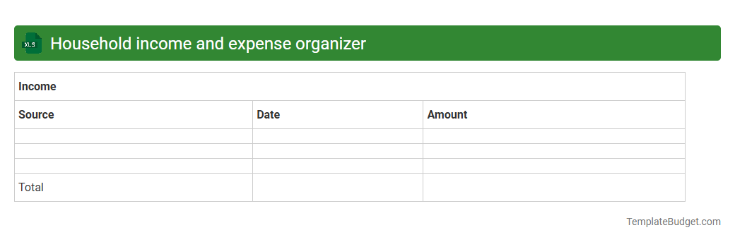 Household income and expense organizer