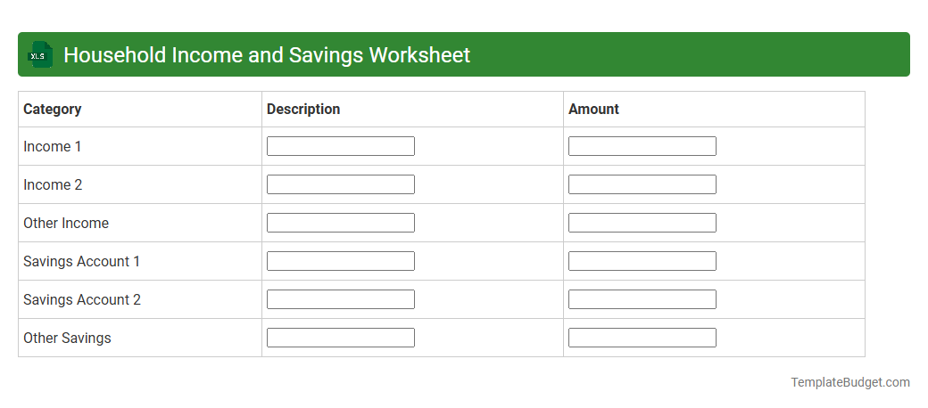 Household Income and Savings Worksheet