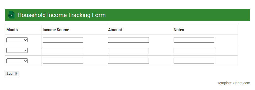 Household Income Tracking Form