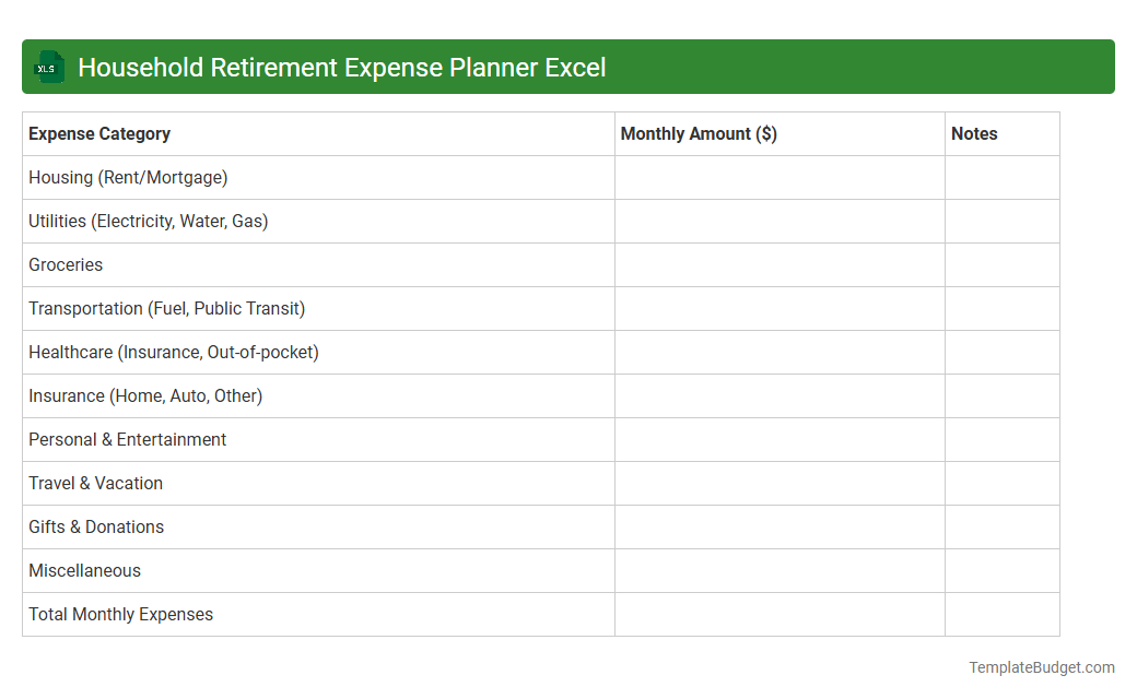 Household Retirement Expense Planner Excel