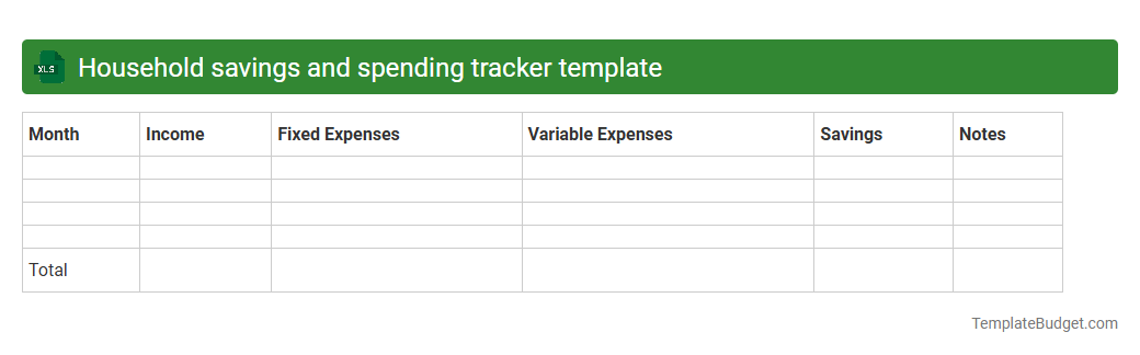 Household savings and spending tracker template