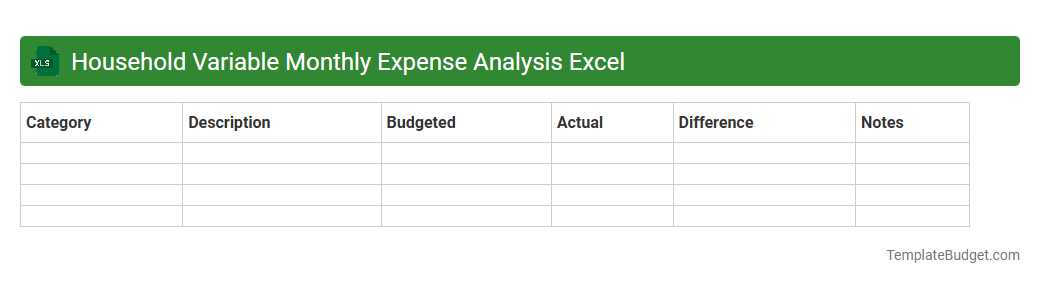 Household Variable Monthly Expense Analysis Excel