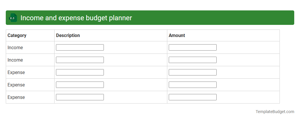 Income and expense budget planner