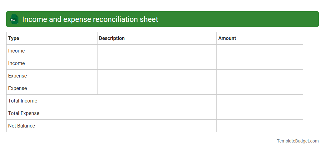 Income and expense reconciliation sheet