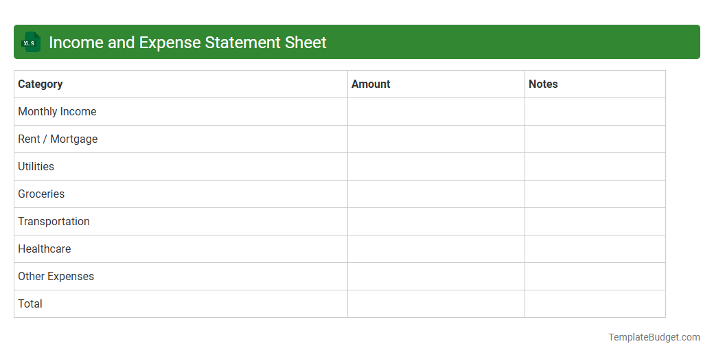 Income and Expense Statement Sheet