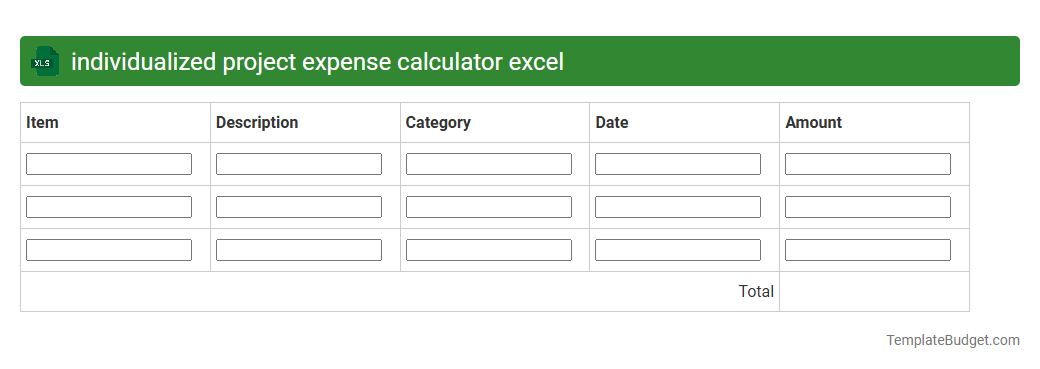 individualized project expense calculator excel