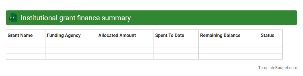 Institutional grant finance summary