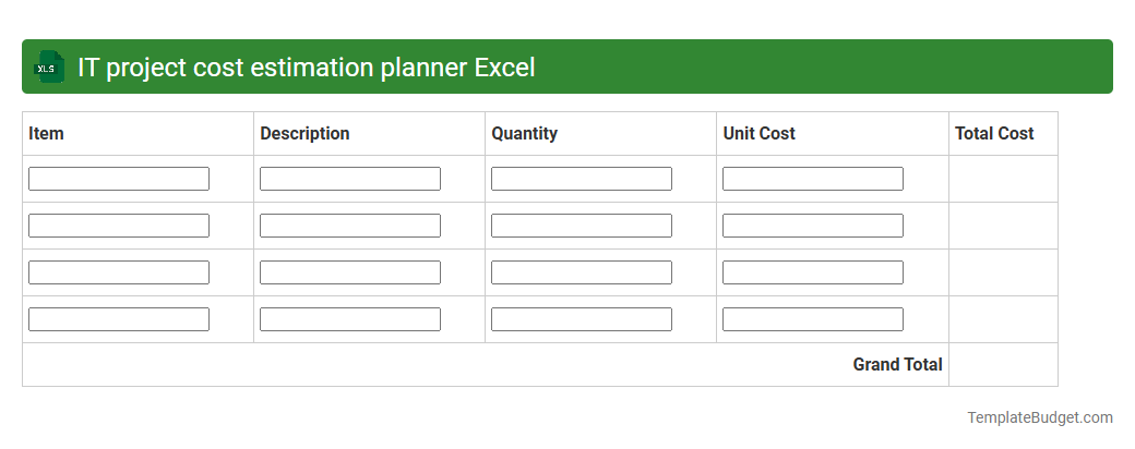 IT project cost estimation planner Excel