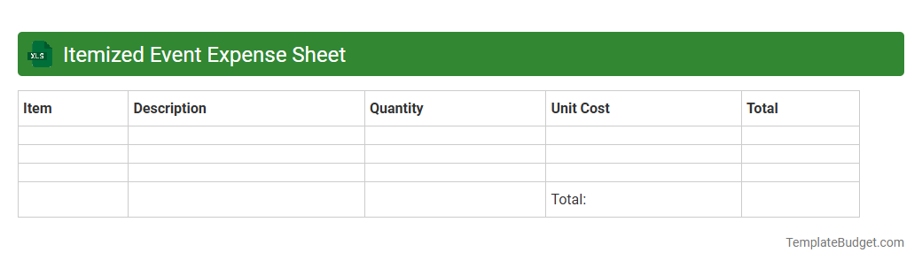 Itemized Event Expense Sheet