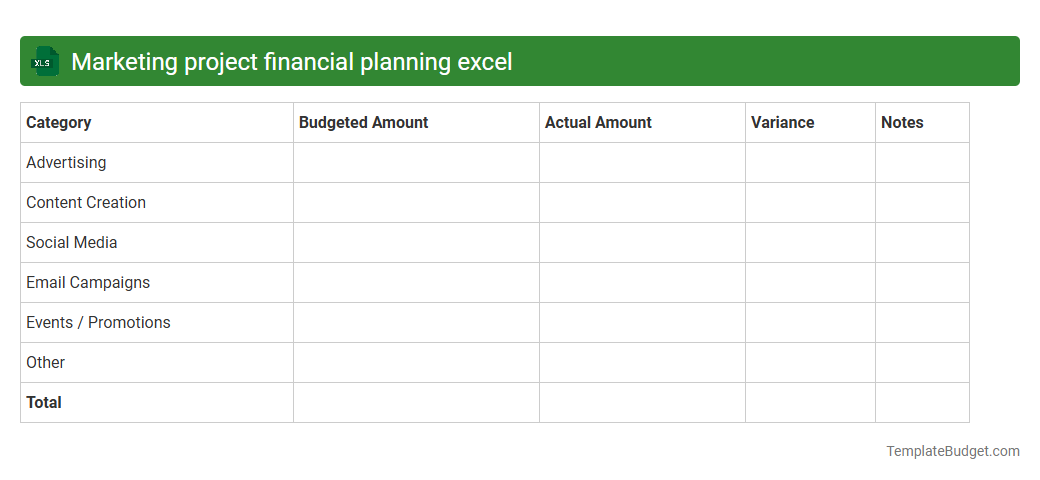 Marketing project financial planning excel