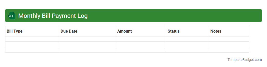 Monthly Bill Payment Log