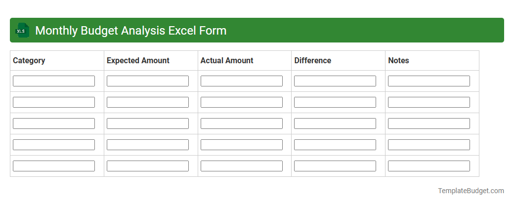 Monthly Budget Analysis Excel Form