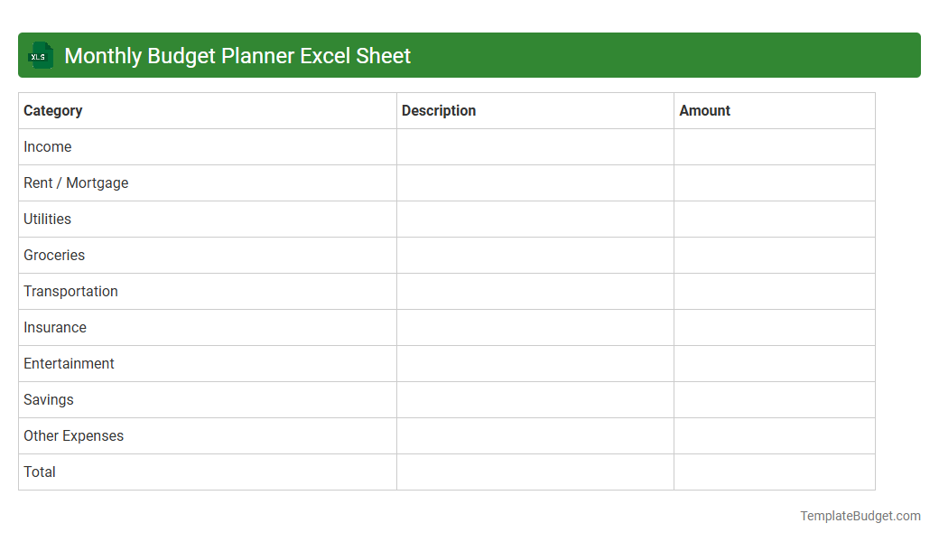 Monthly Budget Planner Excel Sheet