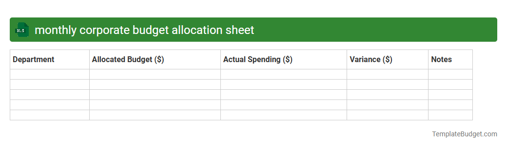 monthly corporate budget allocation sheet