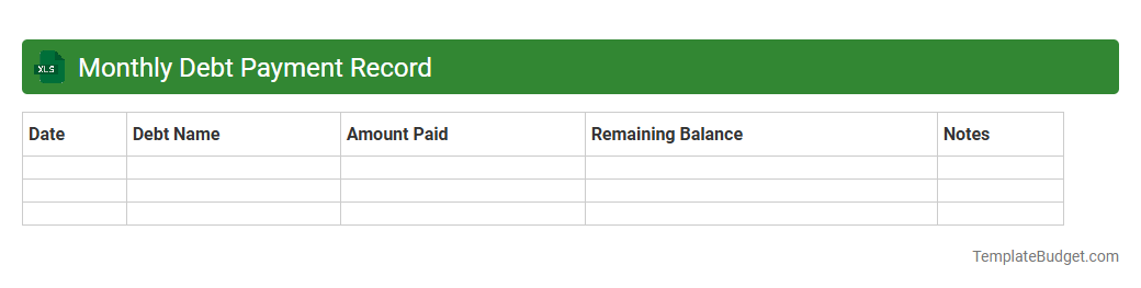 Monthly Debt Payment Record