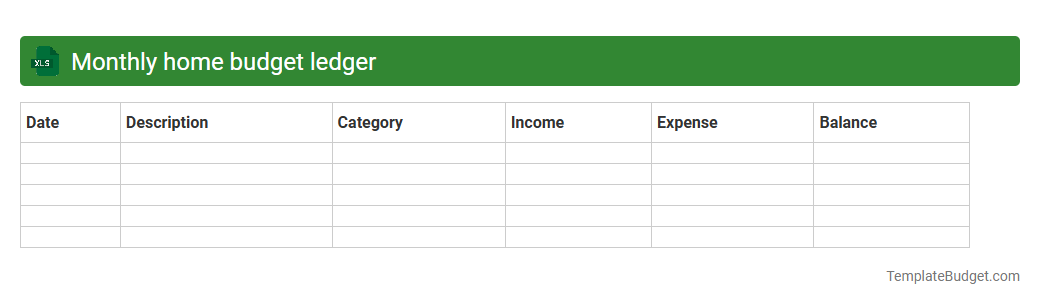 Monthly home budget ledger